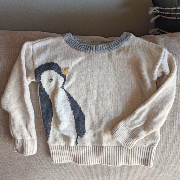 BabyGap Penguin Ivory Knit Sweater Toddler Size 12-18 Months - Picture 1 of 5